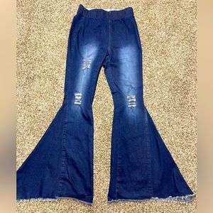 Lucky & Blessed flare slip on jeans